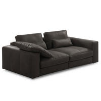 2-SITZER-SOFA  in Echtleder Dunkelgrau   - Dunkelgrau/Beige, Design, Leder/Kunststoff (240/85/123cm) - Livetastic
