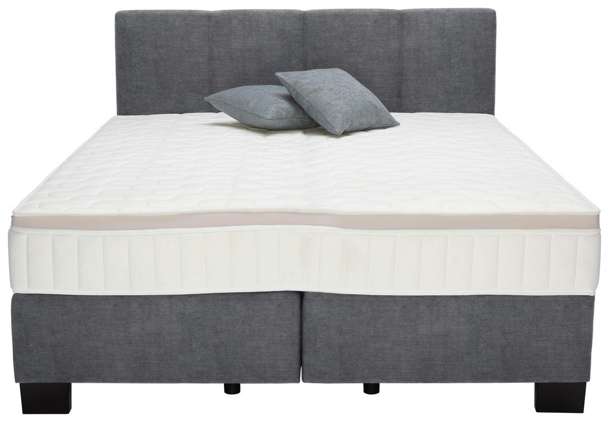 BOXSPRINGBETT 160/200 cm  in Anthrazit  - Anthrazit/Schwarz, Design, Kunststoff/Textil (160/200cm) - Hom`in