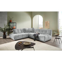 ECKSOFA ITALIA in Chenille Hellblau  250/284 cm  - Schwarz/Hellblau, MODERN, Kunststoff/Textil (250/284cm) - Livetastic