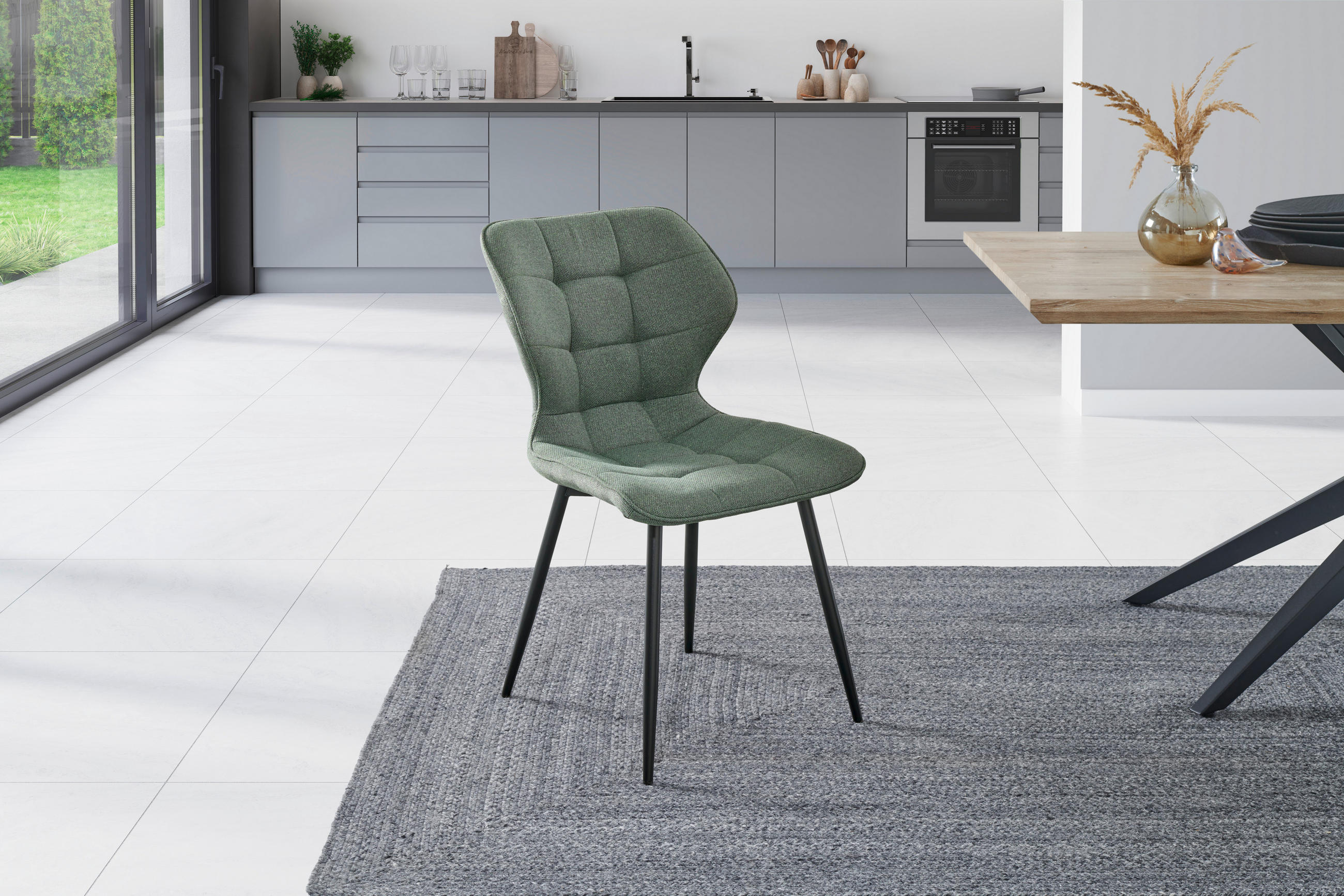 STUHL  in Eisen Webstoff Holz, Metall, Textil  - Schwarz/Grün, LIFESTYLE, Holz/Textil (47/82/59cm) - Livetastic