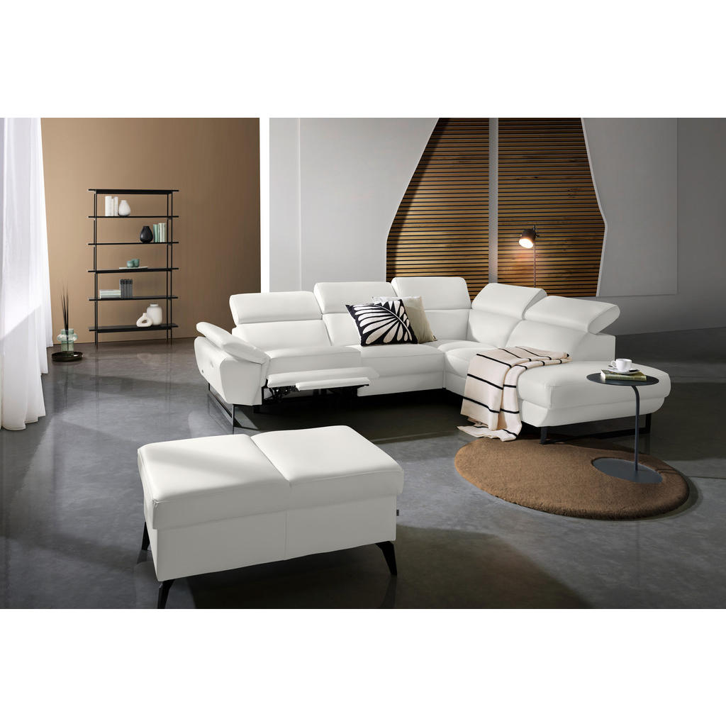 Thumbnail - Celina Home Ecksofa, Creme, Leder, Echtleder, Rindleder, Spaltleder, 5-Sitzer, Ottomane rechts, L-Form, 281x225 cm, Made...