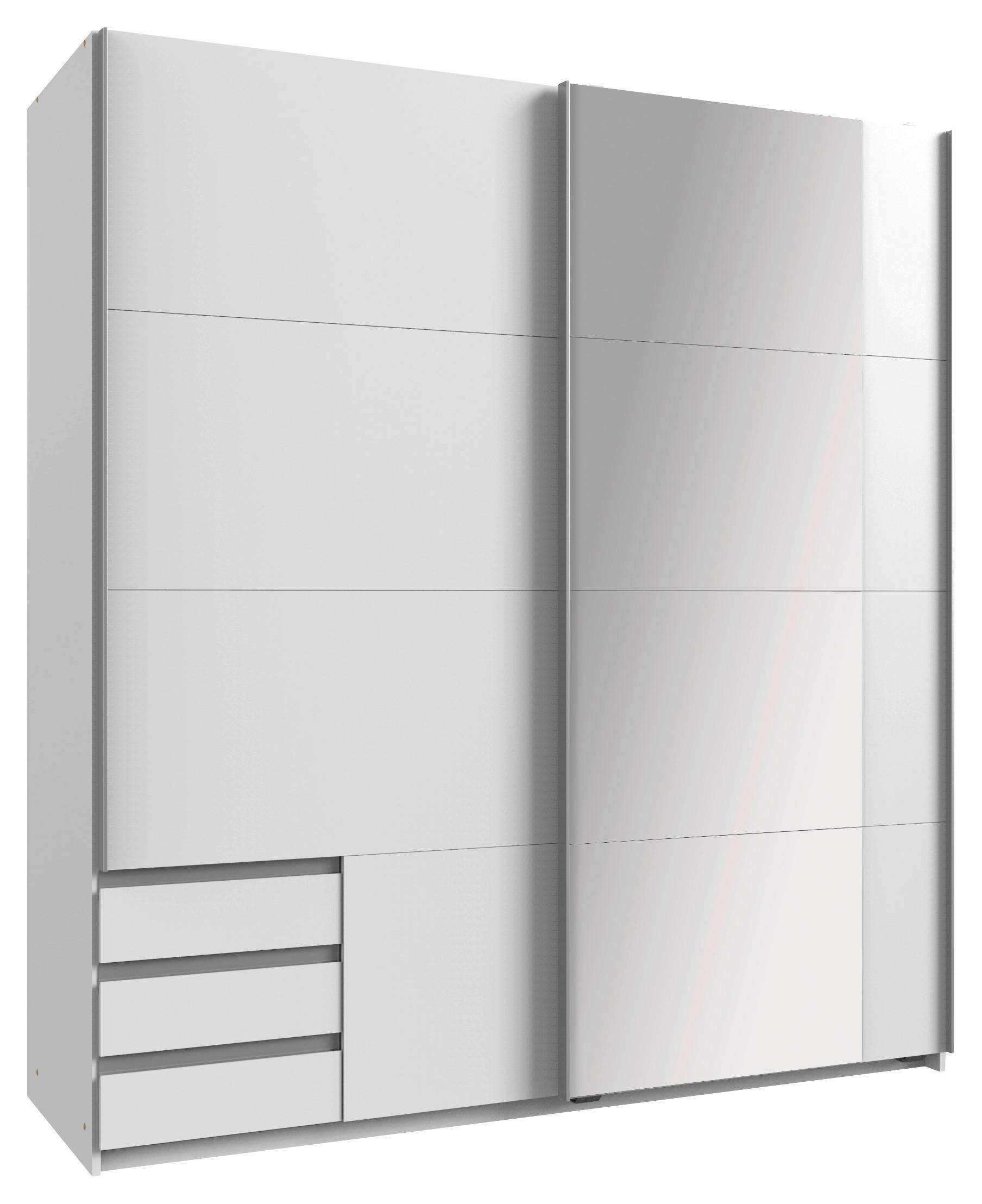 SCHWEBETÜRENSCHRANK 179/198/64 cm 2-türig Weiß  - Alufarben/Weiß, Design, Glas/Holzwerkstoff (179/198/64cm) - Boxxx