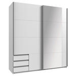 SCHWEBETÜRENSCHRANK  in Weiß  - Alufarben/Weiß, Design, Glas/Holzwerkstoff (179/198/64cm) - Carryhome