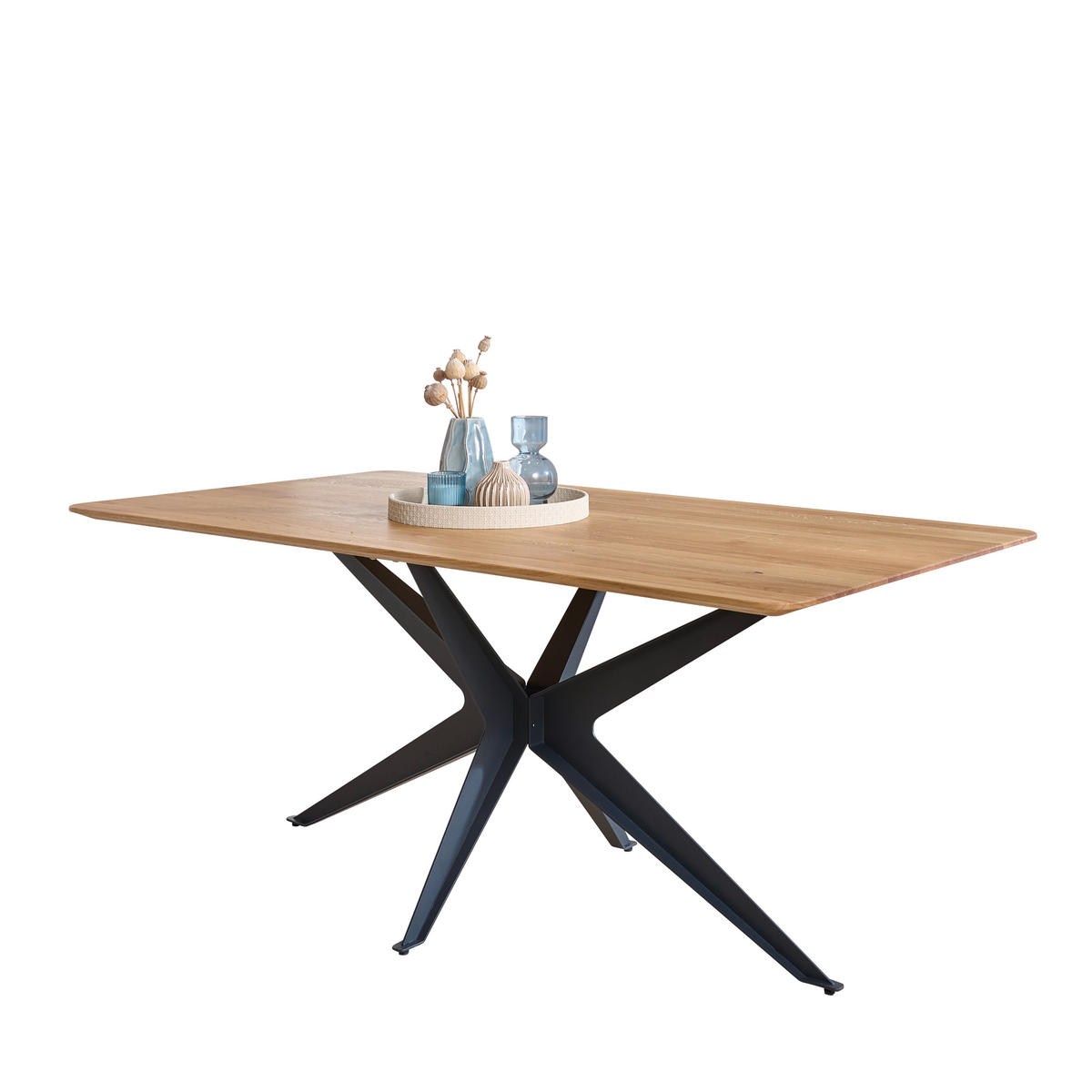 ESSTISCH Holz, Metall 180/95/76 cm  - Wildeiche/Schwarz, Design, Holz/Metall (180/95/76cm) - Dieter Knoll