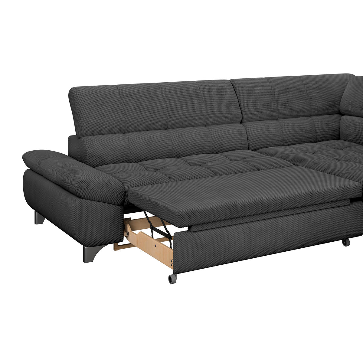 ECKSOFA Anthrazit Chenille  - Chromfarben/Anthrazit, KONVENTIONELL, Textil/Metall (312/234cm) - Livetastic
