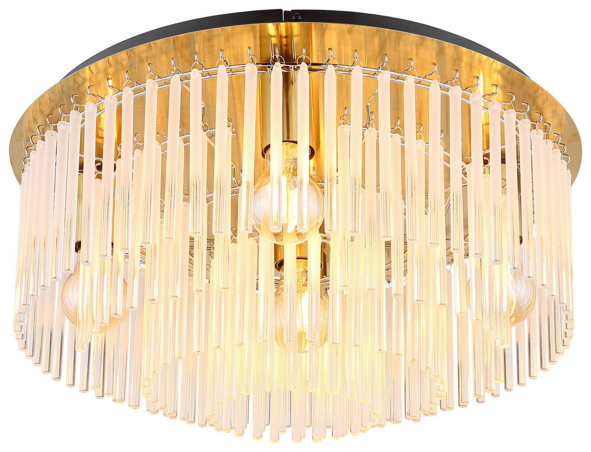 DECKENLEUCHTE  50/25 cm    - Goldfarben/Schwarz, Design, Glas/Metall (50/25cm) - Collet's Monde