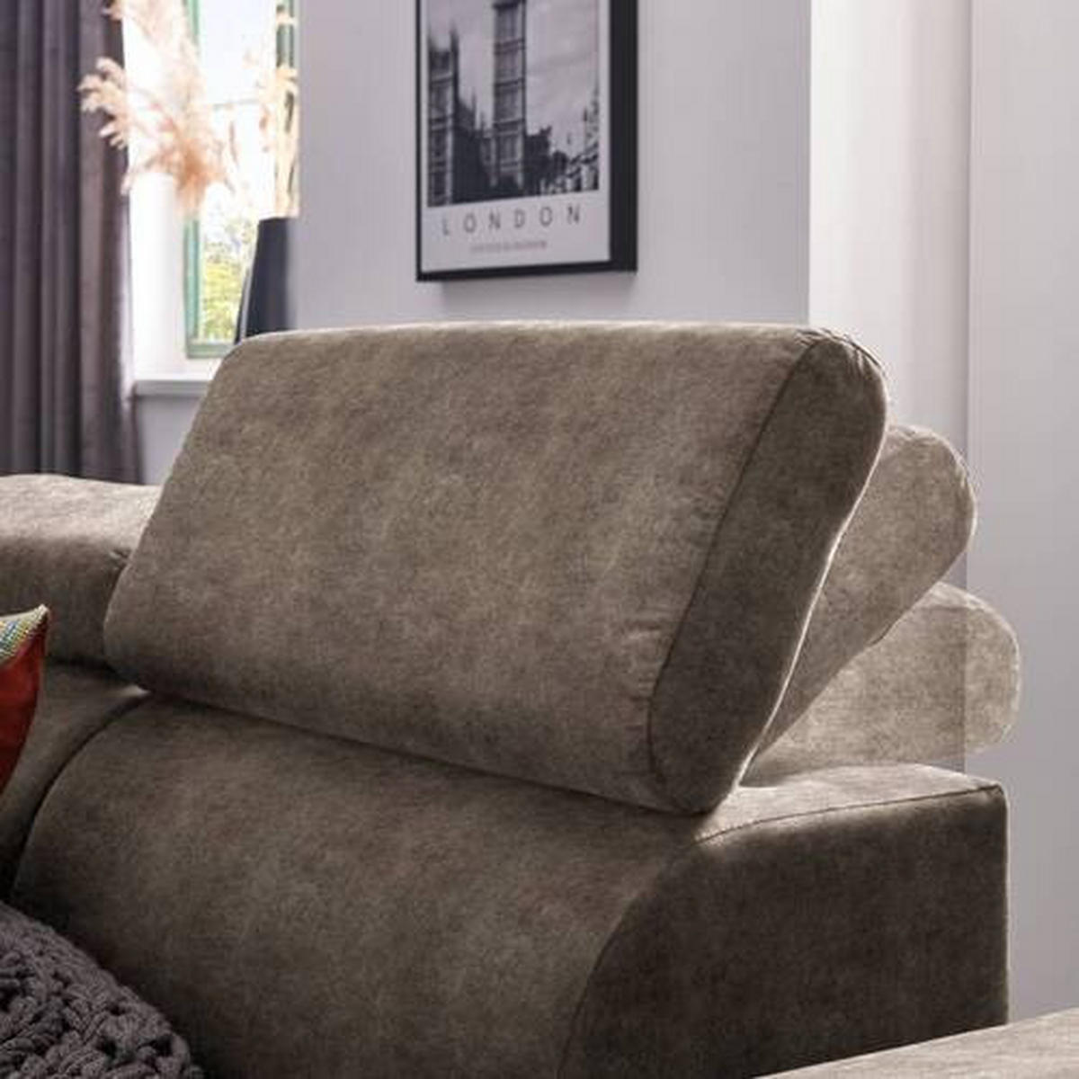 ECKSOFA in Velours Braun  - Schwarz/Braun, Design, Textil/Metall (191/261cm) - Stylife