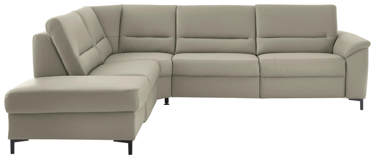 ECKSOFA  in Echtleder Grau  249/290 cm  - Schwarz/Grau, KONVENTIONELL, Leder/Metall (249/290cm) - Beldomo Premium