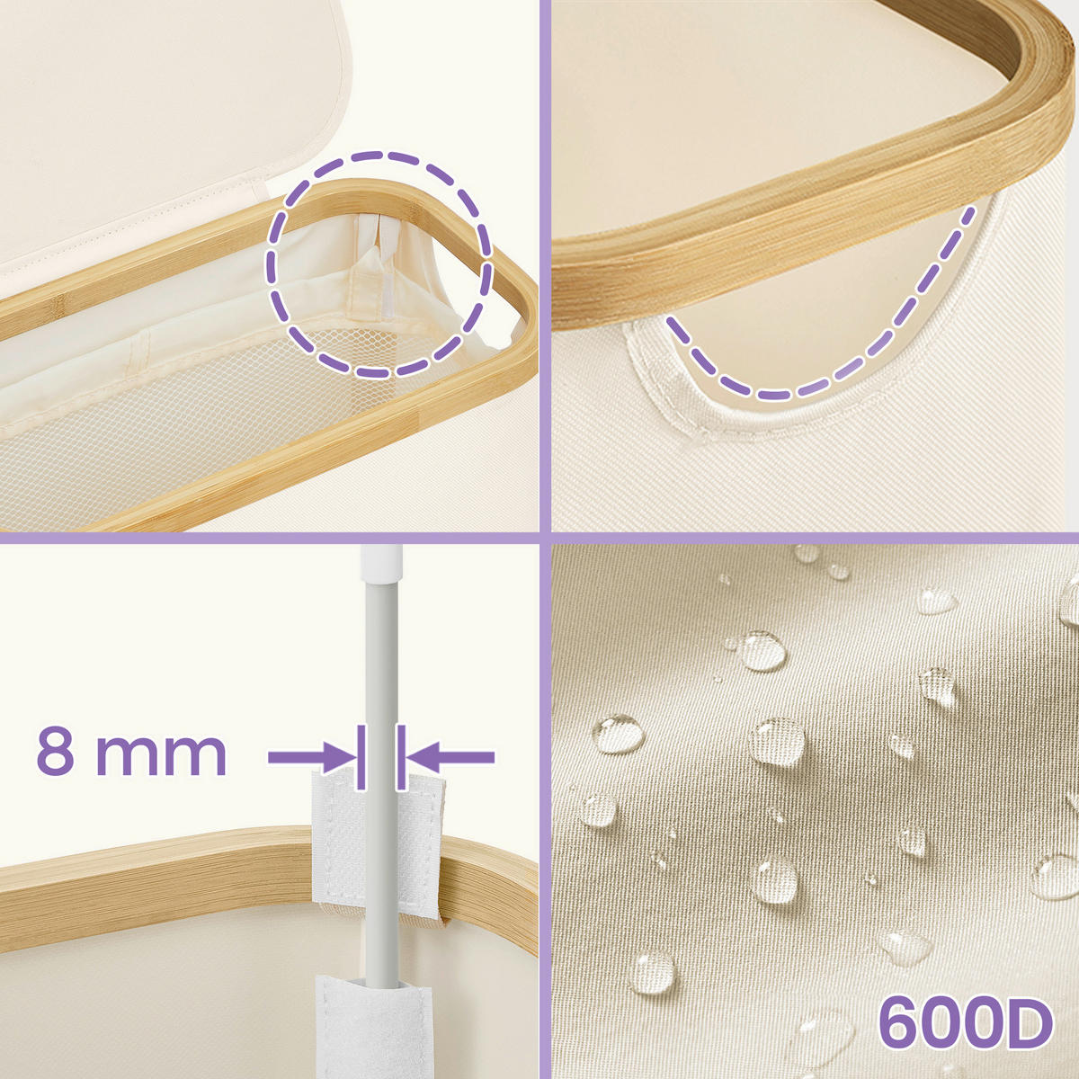 WÄSCHEKORB - Creme, Trend, Naturmaterialien/Kunststoff (42/70,5/22,5cm) - Boxxx