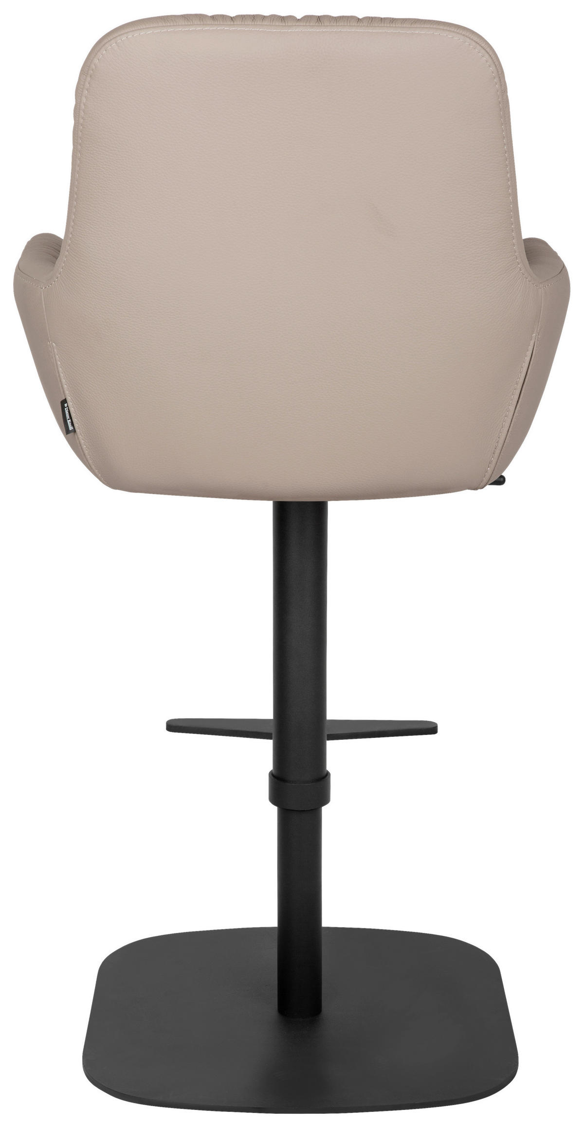 BARHOCKER Echtleder Schwarz, Taupe Eisen Sitzfläche 360° drehbar, inklusive Armlehnen  - Taupe/Schwarz, Design, Leder/Metall (57,5/110/59,5cm) - Dieter Knoll