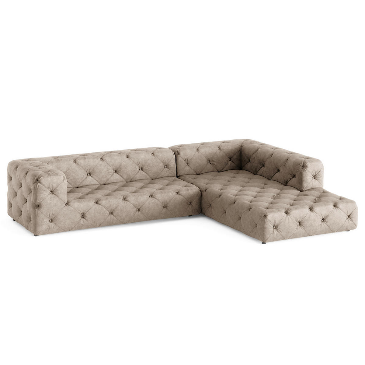 ECKSOFA Mikrofaser Cappuccino  - Schwarz/Cappuccino, Design, Kunststoff/Textil (325/228cm) - P & B