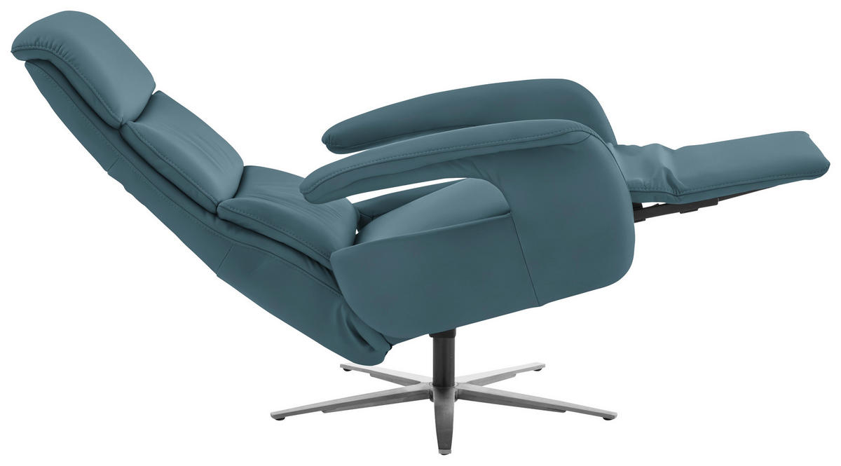 RELAXSESSEL Leder Blau  - Blau/Edelstahlfarben, Design, Leder/Metall (76/119/86cm) - Dieter Knoll