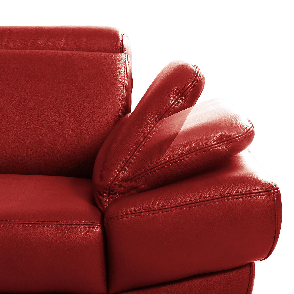 ECKSOFA Rot Echtleder Lederlook Bettkasten, Rücken echt, Armteilverstellung, Relaxfunktion, Kopfteilverstellung  - Rot/Schwarz, Design, Leder/Textil (211/264cm) - Livetastic
