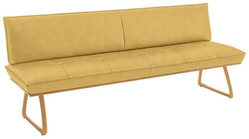 SITZBANK 214/88/66 cm Echtleder Gelb, Wildeiche Wildeiche furniert, massiv Holz  - Wildeiche/Eichefarben, Design, Leder/Holz (214/88/66cm) - Koinor