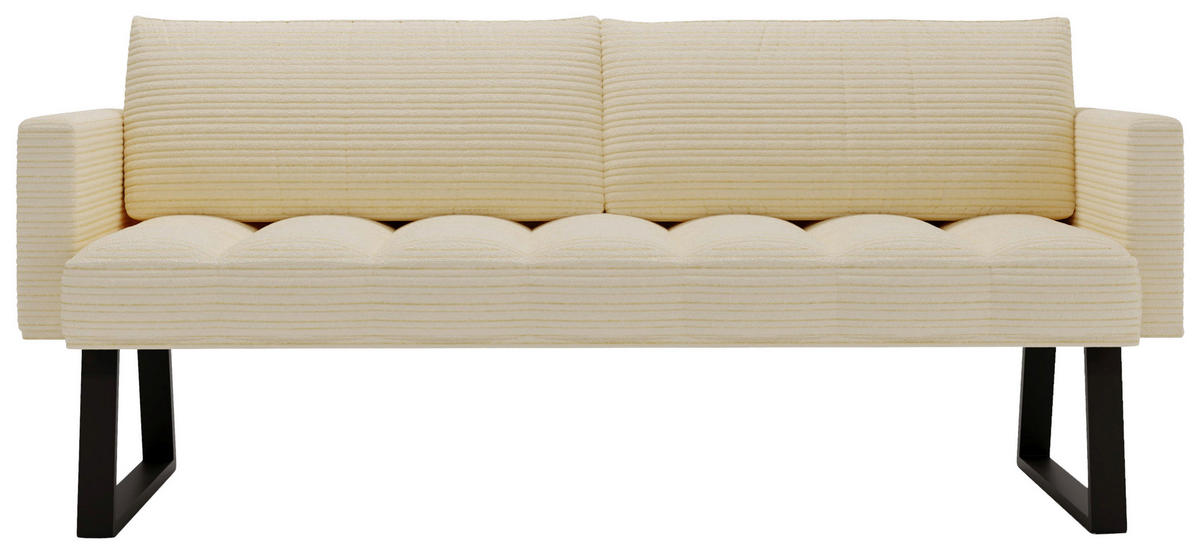SITZBANK 200/88/69 cm Struktur Beige Metall  - Beige/Schwarz, Design, Textil/Metall (200/88/69cm) - Valdera