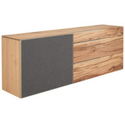 Sideboard in mehrschichtige Massivholzplatte (Tischlerplatte) Altholz, Eiche Eichefarben - Eichefarben/Silberfarben, Natur, Holz/Textil (224/82/51,6cm) - Voglauer