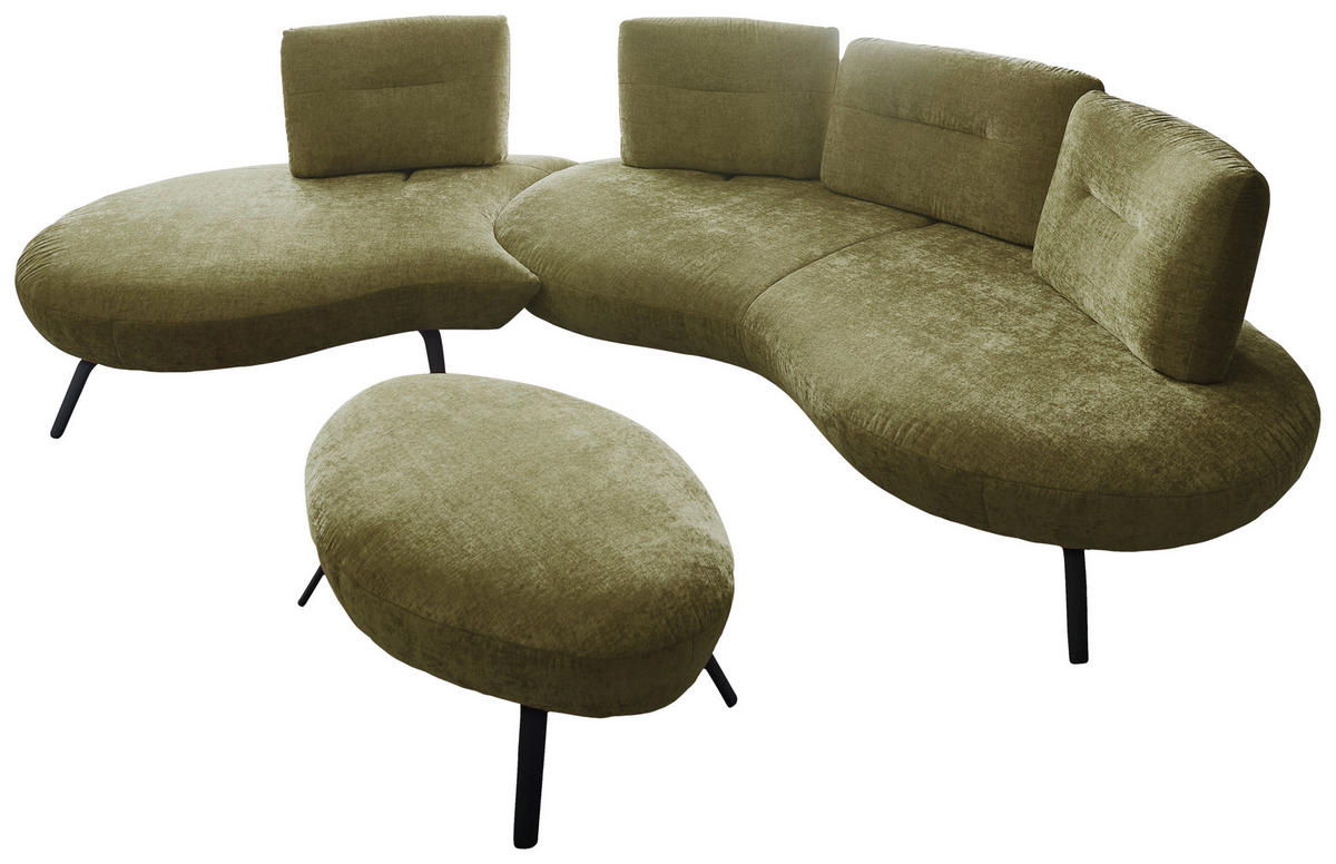 BIGSOFA Flachgewebe Olivgrün  - Schwarz/Olivgrün, Design, Textil/Metall (456/93/138cm) - Moderano