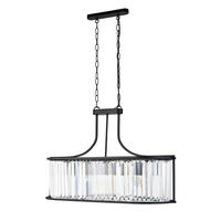 KRISTALL-HÄNGELEUCHTE - Schwarz, Design, Glas/Metall (78/150/30cm) - Searchlight