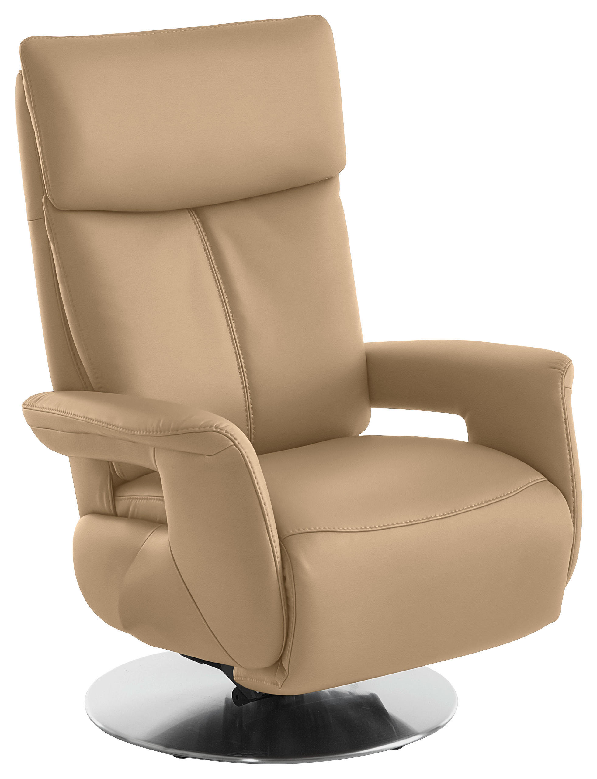 RELAXSESSEL in Leder Hellbraun  - Hellbraun/Edelstahlfarben, Design, Leder/Metall (78/112/85cm) - Cantus