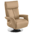 RELAXSESSEL in Leder Hellbraun  - Hellbraun/Edelstahlfarben, Design, Leder/Metall (78/112/85cm) - Cantus
