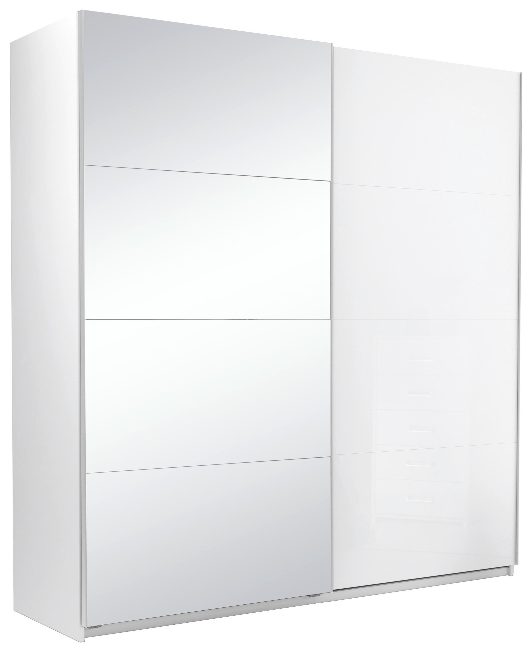 SCHIEBETÜRENSCHRANK 200/210/62 cm 2-türig Weiß  - Weiß Hochglanz/Alufarben, MODERN, Holzwerkstoff/Metall (200/210/62cm) - MID.YOU