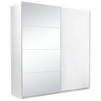 SCHIEBETÜRENSCHRANK 200/210/62 cm 2-türig Weiß  - Weiß Hochglanz/Alufarben, MODERN, Holzwerkstoff/Metall (200/210/62cm) - MID.YOU