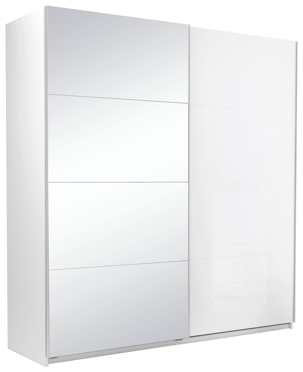 SCHIEBETÜRENSCHRANK 200/210/62 cm 2-türig Weiß  - Weiß Hochglanz/Alufarben, MODERN, Holzwerkstoff/Metall (200/210/62cm) - MID.YOU