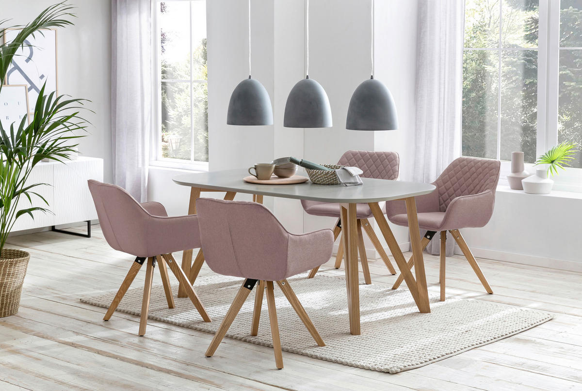 ESSTISCH Eiche massiv oval Grau  - Naturfarben/Grau, MODERN, Holz/Holzwerkstoff (200/100/76cm) - Livetastic