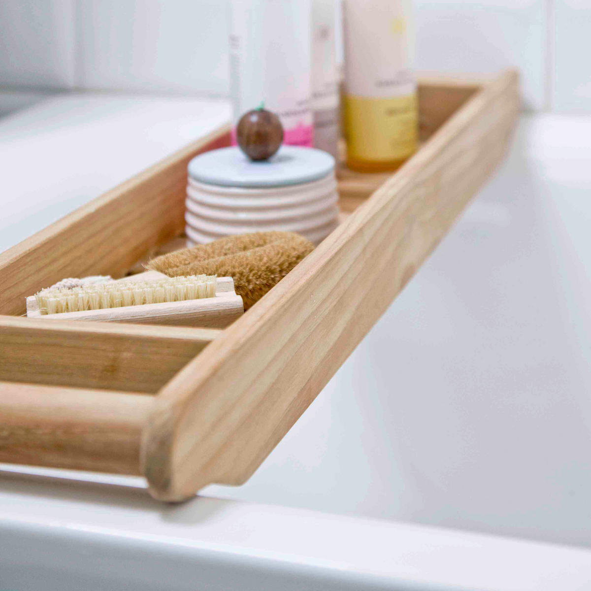 BADEWANNENABLAGE Holz  - Naturfarben/Teakfarben, Design, Holz (68/6/15cm) - Livetastic