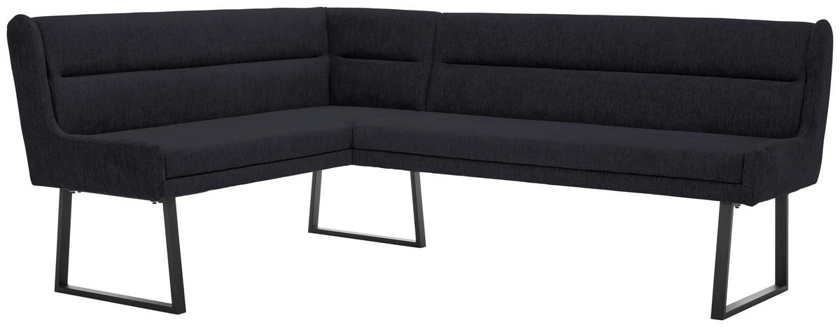 ECKBANK 159/217 cm Webstoff Schwarz   - Schwarz, Design, Textil/Metall (159/217cm) - Novel
