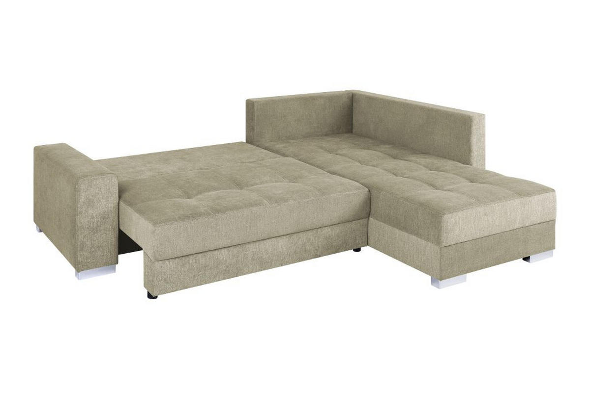 ECKSOFA Beige Webstoff  - Chromfarben/Beige, Design, Kunststoff/Textil (260/218cm) - P & B