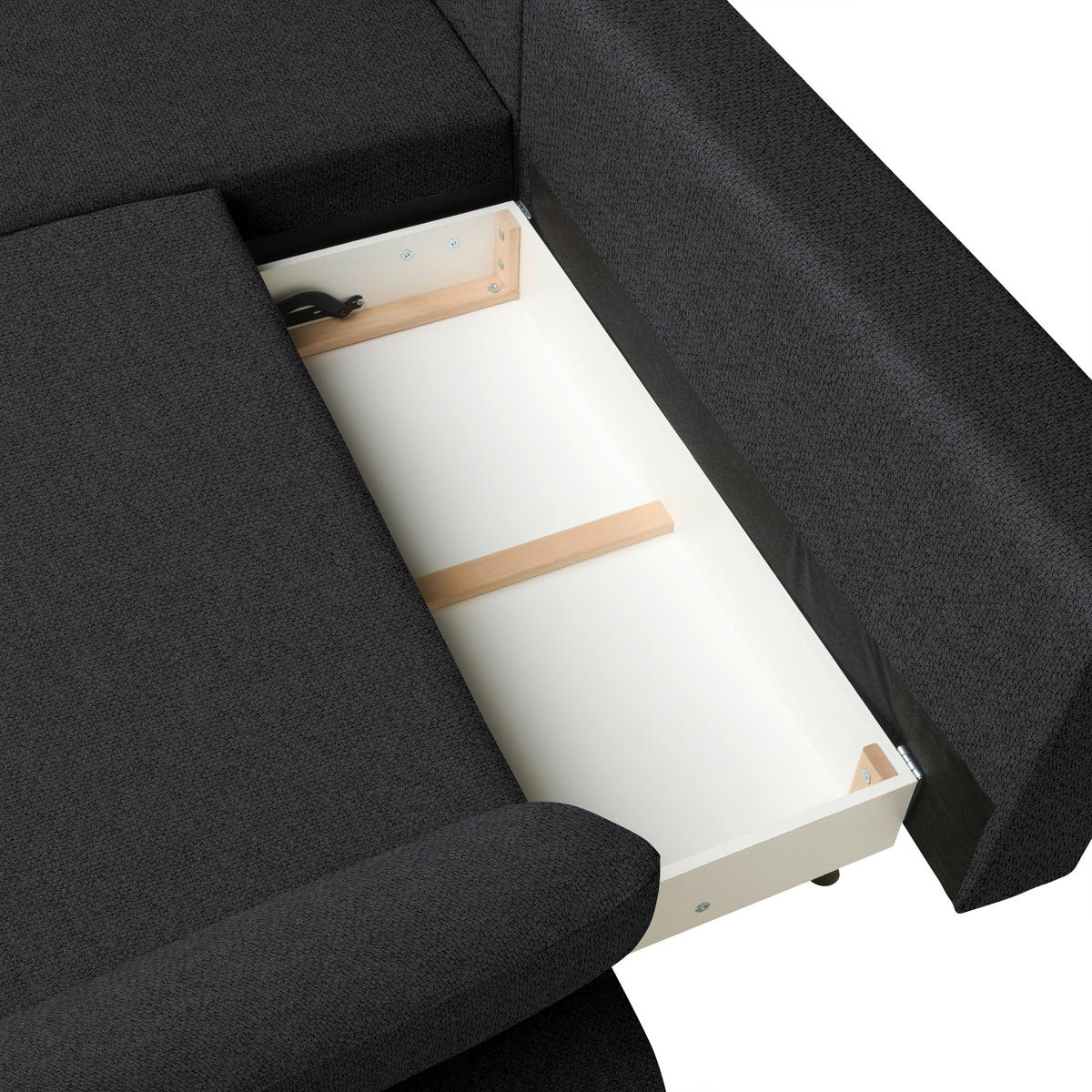 ECKSOFA Struktur Anthrazit  - Anthrazit/Schwarz, Design, Textil/Metall (186/284cm) - Lomoco