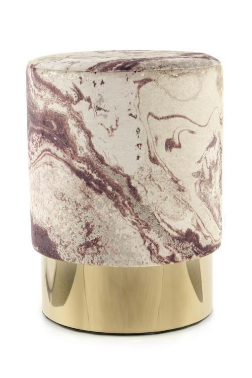 HOCKER Samt Bronzefarben  - Goldfarben/Bronzefarben, Design, Textil/Metall (35/46/35cm) - Kayoom