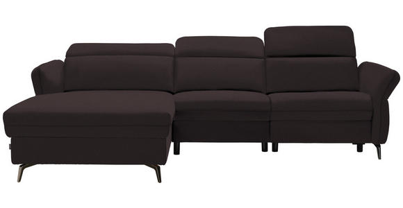 ECKSOFA in Echtleder Dunkelbraun  - Dunkelbraun/Schwarz, Natur, Leder/Metall (199/285cm) - Valnatura