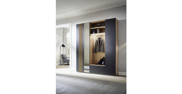 GARDEROBE 195/234/37 cm - Eichefarben/Anthrazit, Design, Glas/Holzwerkstoff (195/234/37cm) - Ambiente