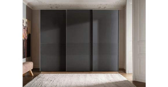 SCHWEBETÜRENSCHRANK 250/217/67 cm 3-türig Graphitfarben - Graphitfarben, Design, Holzwerkstoff/Metall (250/217/67cm) - Novel