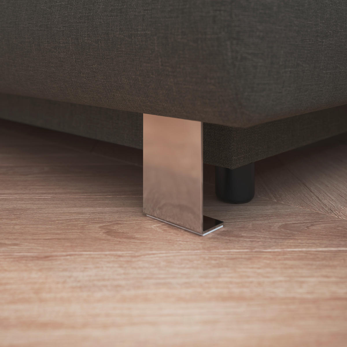 BOXSPRINGSOFA in Flachgewebe Taupe  - Taupe/Silberfarben, Design, Textil/Metall (202/96/105cm) - MID.YOU
