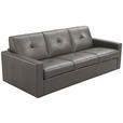 SCHLAFSOFA Bard in Echtleder Grau  - Hellgrau/Schwarz, KONVENTIONELL, Leder/Kunststoff (206/81/96cm) - Novel