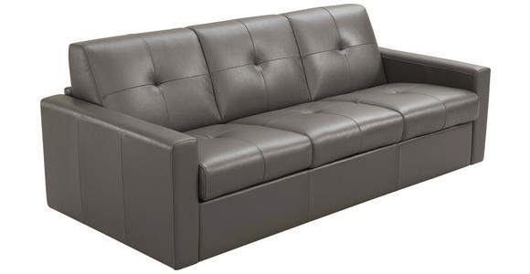 SCHLAFSOFA Bard in Echtleder Grau  - Hellgrau/Schwarz, KONVENTIONELL, Leder/Kunststoff (206/81/96cm) - Novel
