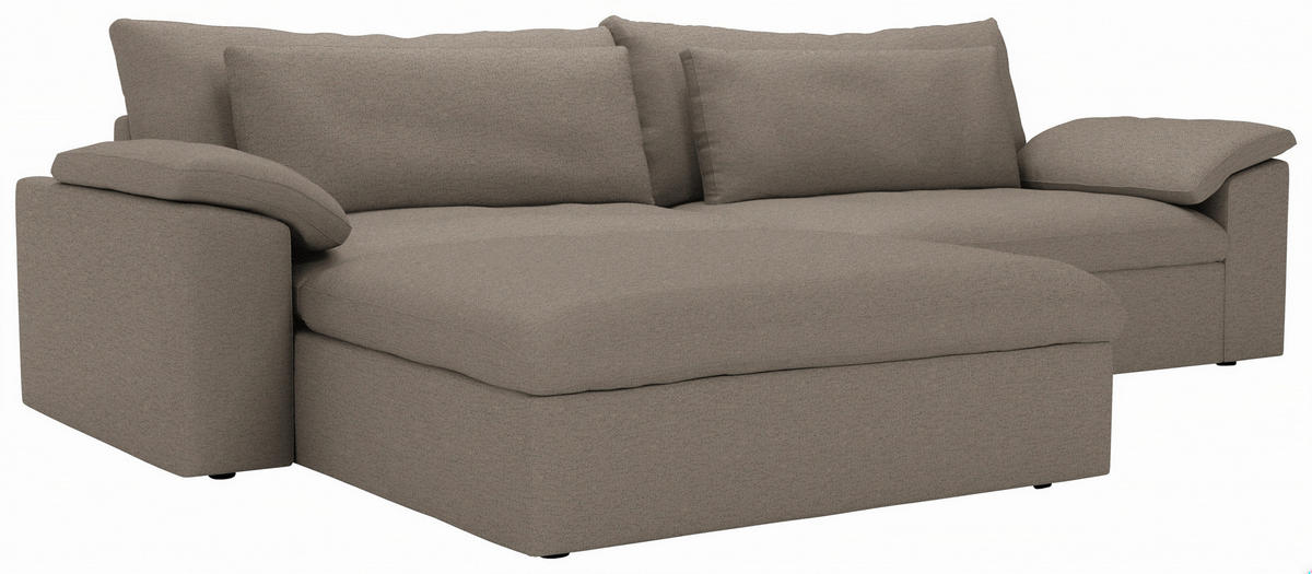 ECKSOFA Flachgewebe Greige  - Greige/Schwarz, Modern, Kunststoff/Textil (198/306cm) - Carryhome
