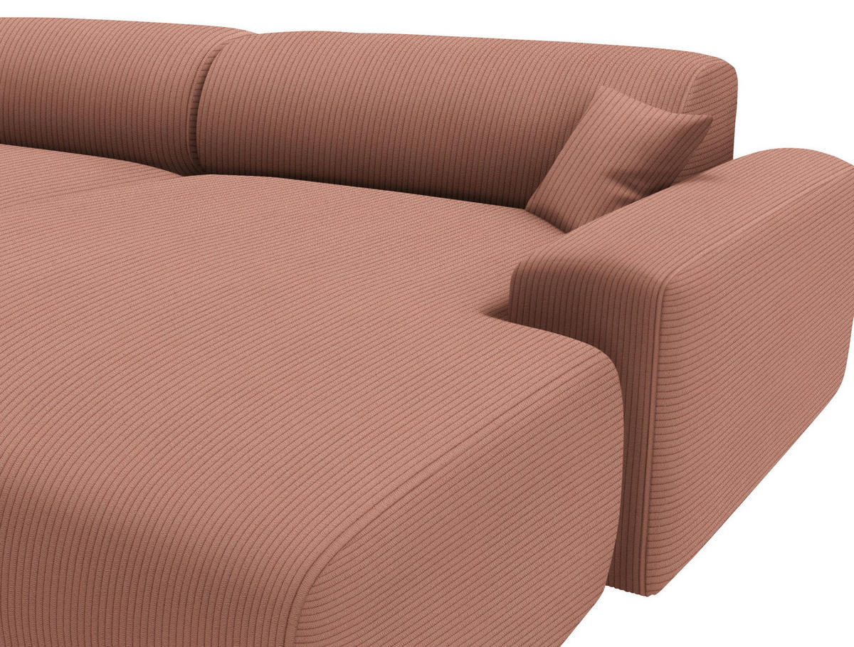 ECKSOFA in Velours, Feincord Aprikose  - Aprikose/Schwarz, Design, Kunststoff/Textil (292/178cm) - Livetastic