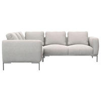 ECKSOFA Hellgrau Webstoff, Flachgewebe  - Hellgrau/Schwarz, Design, Textil/Metall (219/252cm) - Livetastic