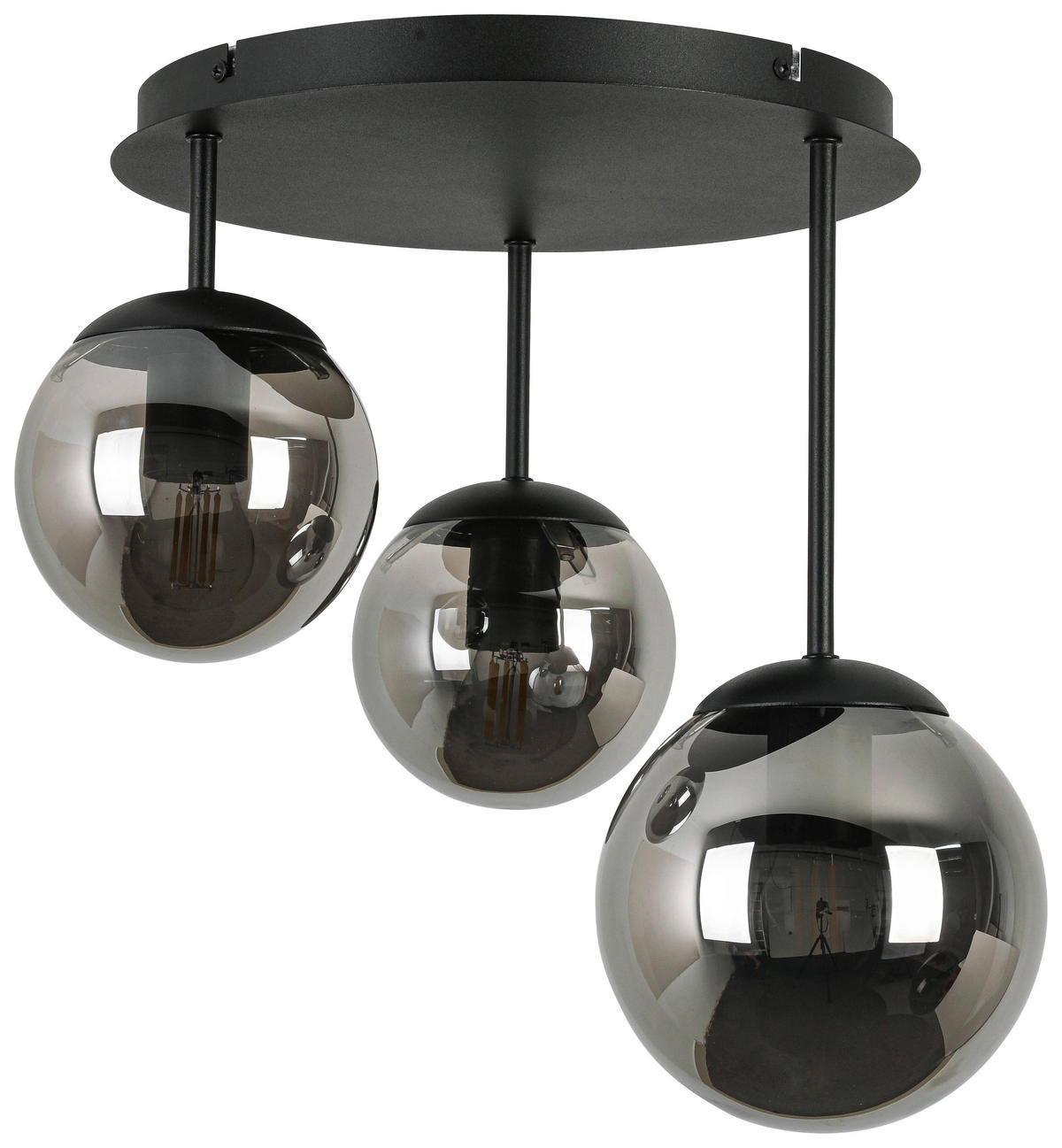 DECKENLEUCHTE 35,5/36/38 cm   - Chromfarben/Schwarz, Trend, Glas/Kunststoff (35,5/36/38cm) - Novel