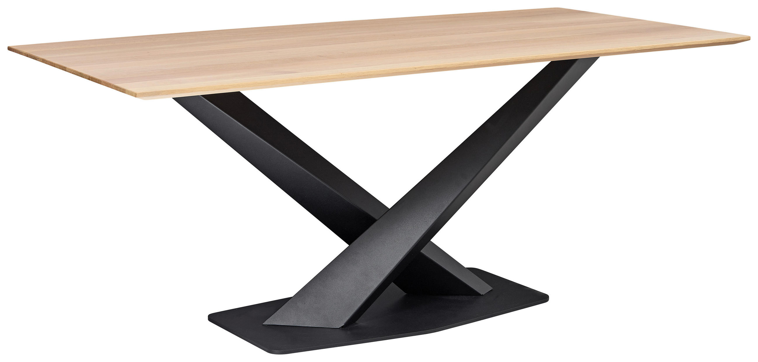 ESSTISCH 180/90/75 cm Wildeiche massiv Holz, Metall Schwarz, Eiche Bianco rechteckig  - Eiche Bianco/Schwarz, Design, Holz/Metall (180/90/75cm) - Moderano