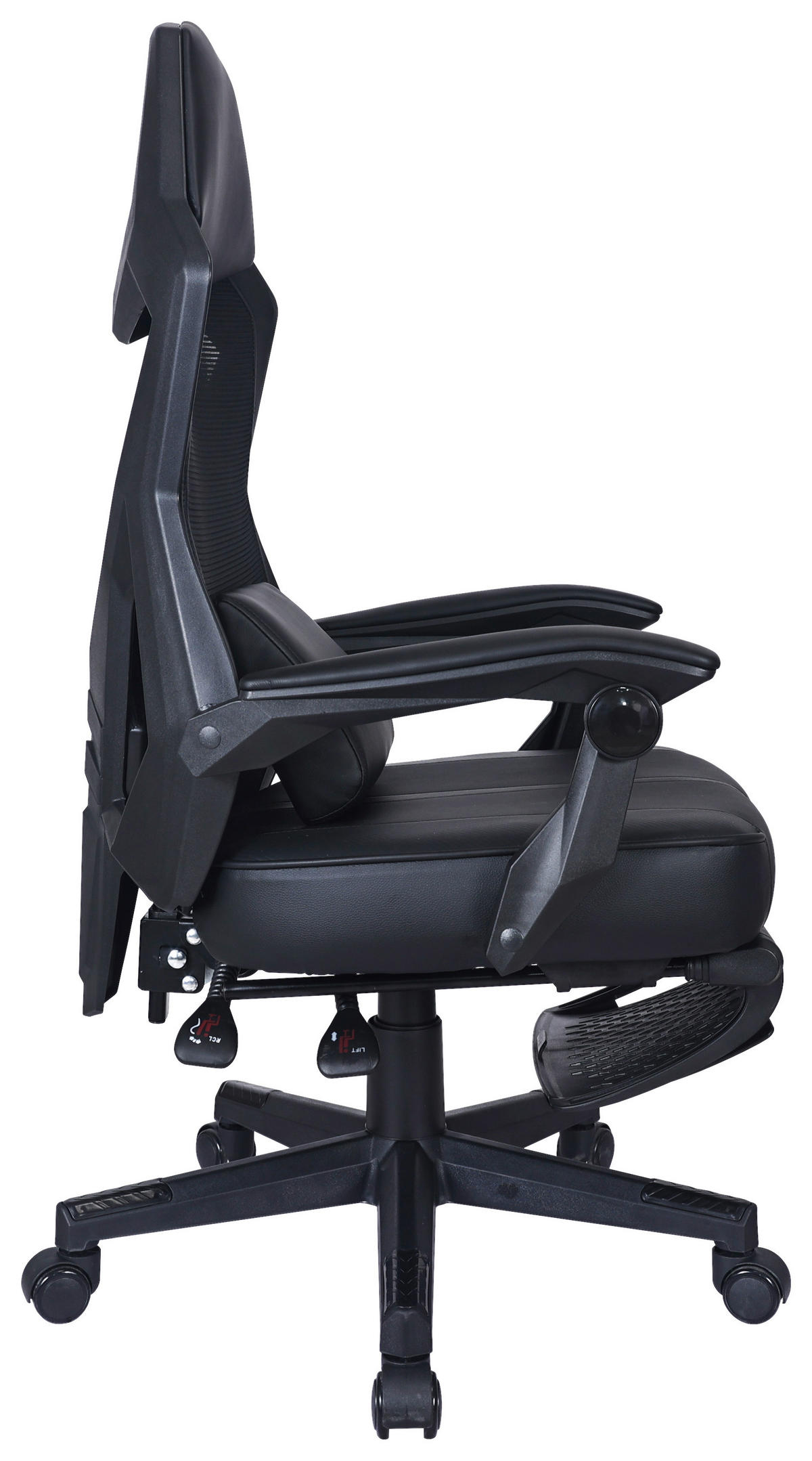 GAMINGSTUHL  in Lederlook, Netzbespannung Schwarz  - Schwarz, MODERN, Kunststoff/Textil (59/107-117/58cm) - Carryhome