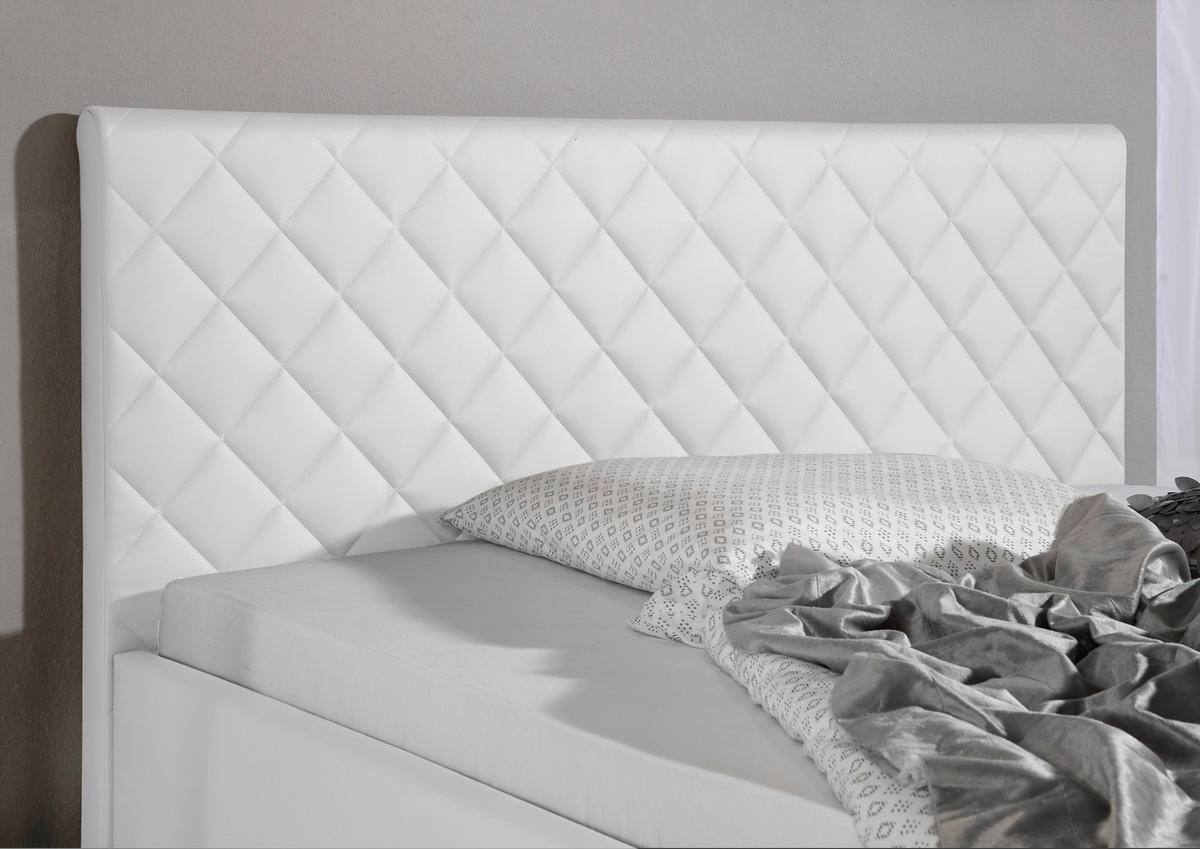 POLSTERBETT 180/200 cm,  in Weiß,  - Alufarben/Weiß, MODERN, Textil/Metall (180/200cm) - Livetastic