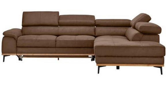 ECKSOFA in Lederlook Rotbraun  - Rotbraun/Schwarz, Natur, Holz/Textil (282/226cm) - Novel