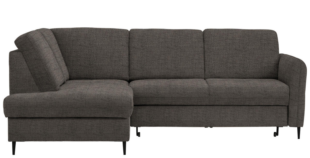 ECKSOFA Graubraun Chenille  - Graubraun/Schwarz, MODERN, Holz/Textil (184/241cm) - Carryhome