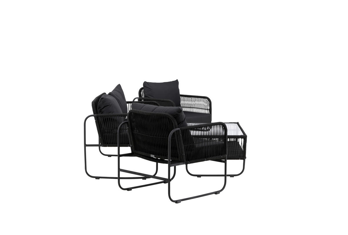 LOUNGEGRUPP 4 delar  - svart, Klassisk, metall/textil - Gardenson