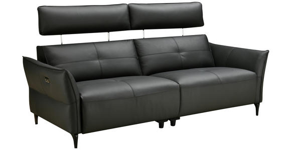 2-SITZER-SOFA  in Echtleder Schwarz   - Schwarz, Design, Leder/Metall (191/98/101cm) - Novel